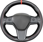 MEWANT Hand Stitched Steering Wheel Cover for Tesla Model 3 2017-2023 / Model Y 2020-2023 for Tesla Model 3/Y Accessories
