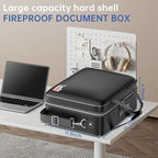 Tamfile Fireproof Document Box with Lock, Hard Case Fireproof Water Resistant File Organizer with 24 Colorful Pockets, Fire S