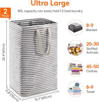 Lifewit 2 Pack Laundry Basket 80L Each, Collapsible Clothes Hamper with Reinforced Handles, Freestanding Waterproof Design fo