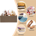 Foldable Fabric Storage Cubes, 2 Packs Cloth Storage Baskets with Wooden Handles, Collapsible Shelf Closet Organizer Bins, Re