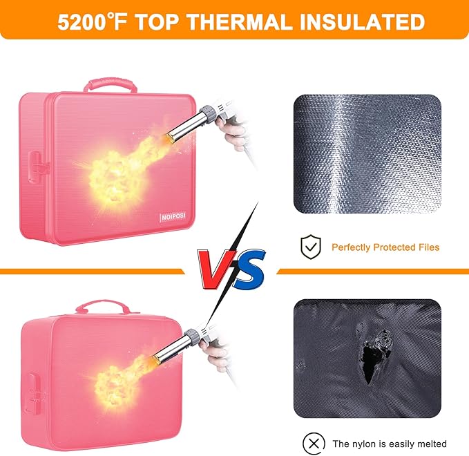 Document Organizer with 5200℉ Heat Insulated, 16.1"x11.4"x4.3" Waterproof and Fireproof Document Box with Lock, Home Strong F