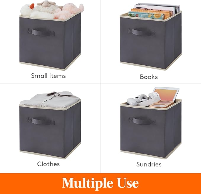 Lifewit Storage Cubes, Foldable Decorative Fabric Storage Baskets for Organizing Home Organizers with Handles for Shelves, Cl