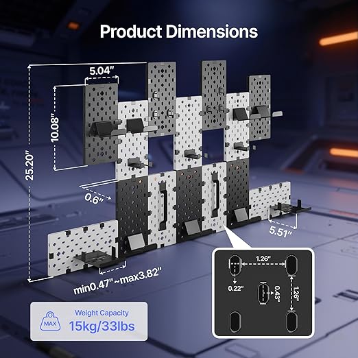 PEGZONE Controller and Headphone Holder Wall Mount, Modular Gaming Pegboard with Accessories, Controller Stand for Xbox PS5 P