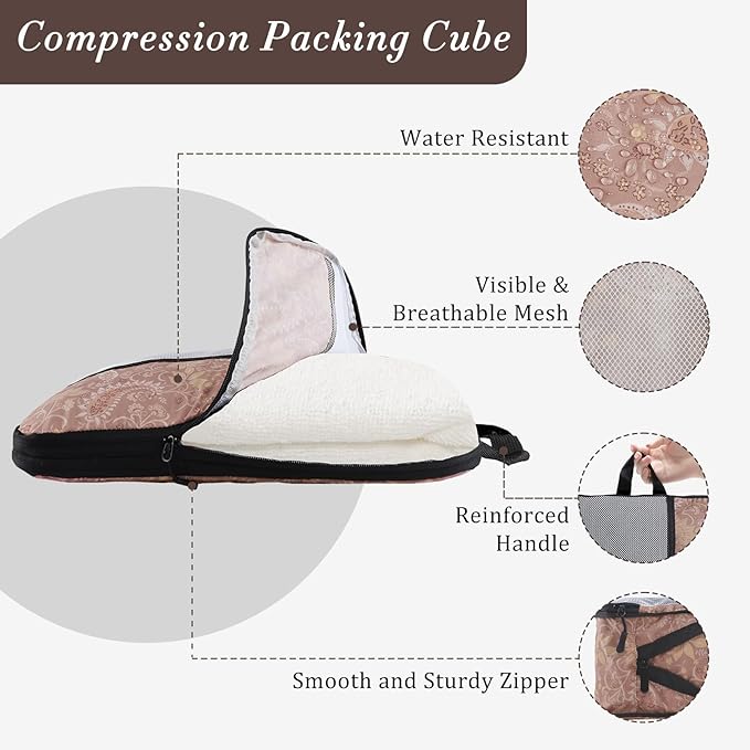 U+U 10 Set Compression Packing Cubes - Ultralight Travel Organizers with Laundry Bag, Space-Saving Suitcase Organizer, Expand