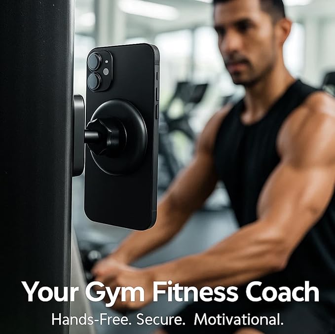 Magnetic Phone Holder for Gym, 360° Rotation Adjustable Strong Magnets, Gym Accessories, Phone Mount to Metal Surfaces, Gym Essentials for Men and Women