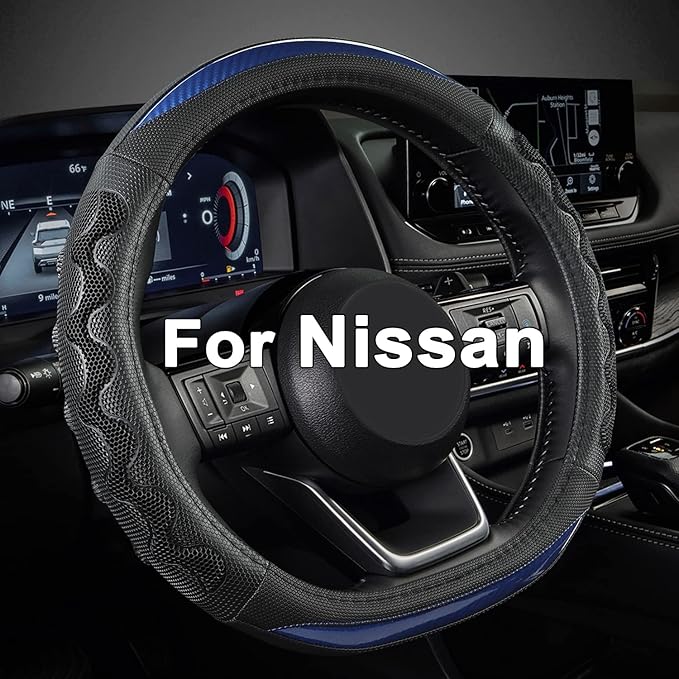 GIANT PANDA Steering Wheel Cover for Nissan Altima Rogue - Car Steering Wheel Cover for Nissan D Shape(Blue-D-Shaped)