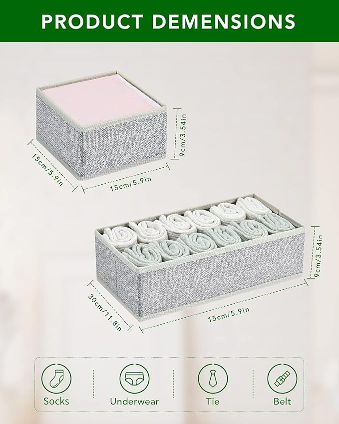 DIMJ Drawer Organizer Clothes Storage - 16 Pack Baby Dresser Organizer for Nursery, Foldable Drawer Dividers for Bedroom Clos