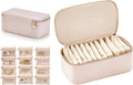 VLANDO Travel Jewelry Box Organizer – Portable PU Leather Jewelry Case with 6/8/12 Zippered Pouches, Compact Storage for Earr