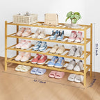 Kitsure Bamboo Wooden Shoe Rack for Closet - Stackable Shoe Organizer with Modular Structure, Space-Saving Shoe Shelf for Ent