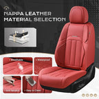 Coverado Car Seat Covers Front Set, Luxury Nappa Leather Seat Covers Universal Fit Waterproof Non-Slip Breathable Automotive 