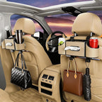 Back Seat Car Organizer,4 in 1 Multifunctional Car Back Seat Storage Box with Drink Cup Holder Tissue Box, for Hold Phone,Snacks, Drinks, Handbag-Meter