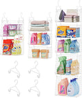 Sonyabecca 5-Tier Hanging Laundry Basket Organizer: Foldable Wire Shelf Basket with 4 Large Hooks 1.65" & 360°Rotating Hooks 