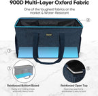 BALEINE Extra Large Utility Tote Bag with Reinforced Wire Frame, Reusable Grocery Bag for Shopping, Picnic (Blue, 22''x12''x10'')