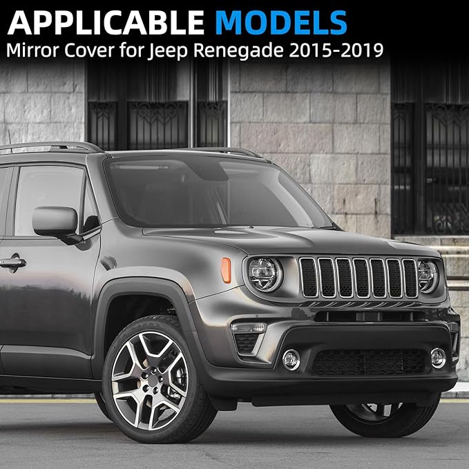 Passenger Side Mirror Cover Replacement for Jeep Renegade 2015 2016 2017 2018 2019 - Right Side Mirror Covers, Rear View Mirrors Cap Accessories Without Lamp, Textured