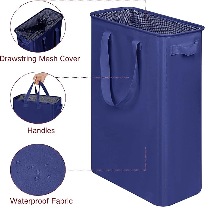 efluky Slim Laundry Basket, Narrow Laundry Hamper with Handles, Collapsible Dirty Clothes Hamper, Tall Laundry Bin for Laundr