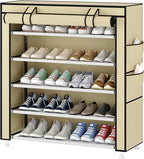 Laiensia 5-Tier Vertical Shoe Rack Organizer, Space Saving Shoe Storage Organizer, Non-Woven Cover Shoe Shelf Holds 20-25Pair
