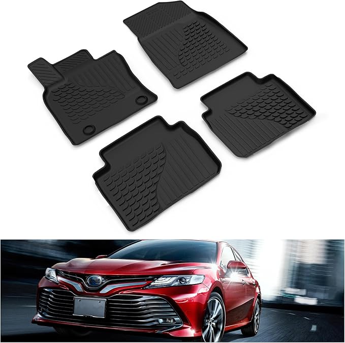 KIWI MASTER Floor Mats for 2018-2024 Toyota Camry, OEM Replacement ‎PT908-03180-20, Custom Fit All Weather Car Mats, Heavy Duty TPE Floor Liners, Front & Rear 2 Row, Black
