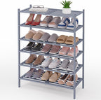 Smiry Bamboo Shoe Rack 6-Tier, Stackable Wooden Shoe Organizer for Entryway & Closet, Free Standing Wood Shoe Storage Shelf f
