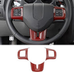 Linskip Steering Wheel Trim Compatible with Dodge Journey 2013-2022 & Charger/Challenger/Durango/Dart 2009-2014, Steering Wheel Cover for Journey Interior Accessories 3Pcs(Red Carbon Fiber)