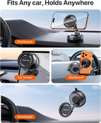 Miracase for MagSafe Car Mount [3600gf Strong Magnet & 89+LBS Suction Base] Vacuum Magnetic Phone Holders for Your Car, 360° Adjustable Dashboard & Windshield Mount for iPhone 17-12 Pro Max Plus Air