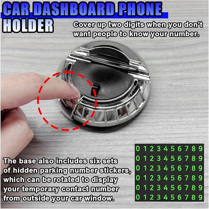 Multifunction Car Anti-Slip Mat, Rotatable Temporary Parking Number, Universal Auto Dashboard Organizer Pad Accessory for Pho
