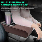 Car Center Console Armrest Pillow, Memory Foam Auto Armrest Box Cover with Cup Holder & Phone Holder, Waterproof Leather Arm Rest Protector Cushion, Interior Car Accessories (Coffee)