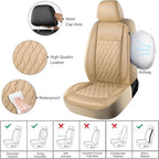 CAROMOP Faux Leather Car Seat Covers 2 Front Set,Luxury and Comfortable Seat Covers for Cars, Airbag Compatible Car Interior 