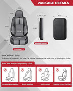 FREESOO Black Gray Front Car Seat Covers - Faux Nappa Leather Seat Covers for Cars, with Carbon Fiber Texture Seatbelt Pads, 