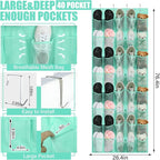 Windyun 40 over the Door Shoe Organizer Large Mesh Pocket Hanging Shoe Rack for Closet Turquoise Nonslip Behind Door Storage 