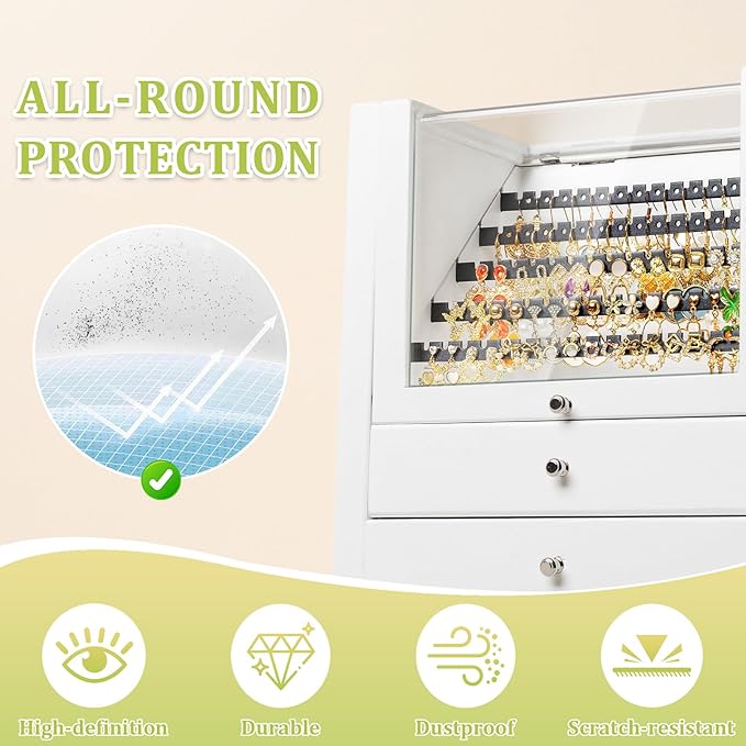 Jewelry Box Organizer, Rustic Wooden Jewelry Boxes for Women Girls, Large Storage Earring Holder Organizer Display for Earrin