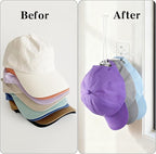 4 Pack Hat Racks for Baseball Caps, Clear Acrylic Hat Organizer Ball Hat Hook for Wall Baseball Cap Wall Mounted Hats Holder 