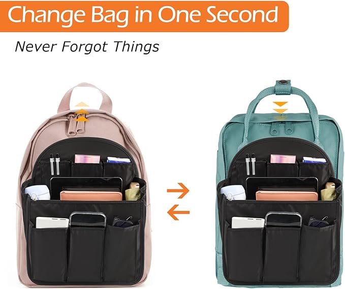 Surblue Backpack Organizer Insert Liner Hanging Travel Rucksack Purse and Handbag Insert Pocket, High-capacity Divider Foldab