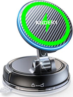 ANDERY Only for iPhone Magsafe Car Mount Charger [15W Wireless Faster Charging, 78+LBS Strongest Suction, 2400gf Strongest Magnetic] 360° Adjustable Car Phone Holder, Phone Holders for Your Car, Black