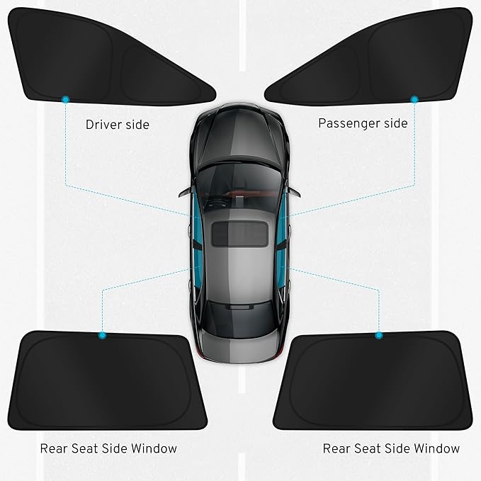 XHRING Car Window Shades Covers Rear Side for Ford F150 2021-2025 2026 Lariat King Ranch Platinum XL XLT Limited Raptor Accessories Truck Screen Sunshade Shield Visor