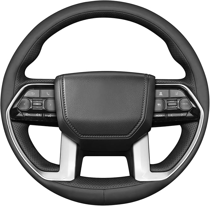 MEWANT Hand Stitch Steering Wheel Cover for Toyota Tacoma 2024 Tundra 2024 DIY Black Steering Wheel Protector Wrap