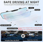 LivTee Anti Glare Rear View Mirror, Universal 12'' (305mm), Wide Angle Panoramic Convex Rearview Mirror, Clip-on to Original to Eliminate Blind Spot and Antiglare for Cars SUV Trucks