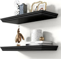 Axeman 24 Inch Floating Shelves for Wall, 9.3" Deep Crown Molding Wood Display Shelf with Heavy Duty Invisible Brackets for L