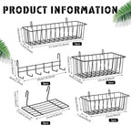 Fumete 9 Pcs Wall Grid Hanging Basket Shelf Hooks Set Includes 3 Basket 3 Wire Straight Shelf and 3 Hooks for Storage Display