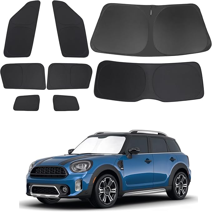 TINGLU Window Shades for Mini Countryman Cooper F60 SUV 2017-2024 Accessories Car Side Full Windows Rear Triangular Windshield Sun Shade Sun UV Rays & Privacy Protection for Camping 8PCS