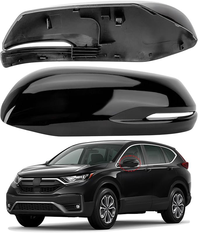 Driver Side Mirror Cover Replacement for Honda CRV 2017 2018 2019 2020 2021 2022 - Left Side Mirror Covers, Rear View Mirror Cap Accessories Black, With Lamp