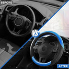 Road Comforts Steering Wheel Cover – Breathable Leather Steering Wheel Cover, Anti-Slip Grip, Universal Fit 14.5” to 15”, Hea