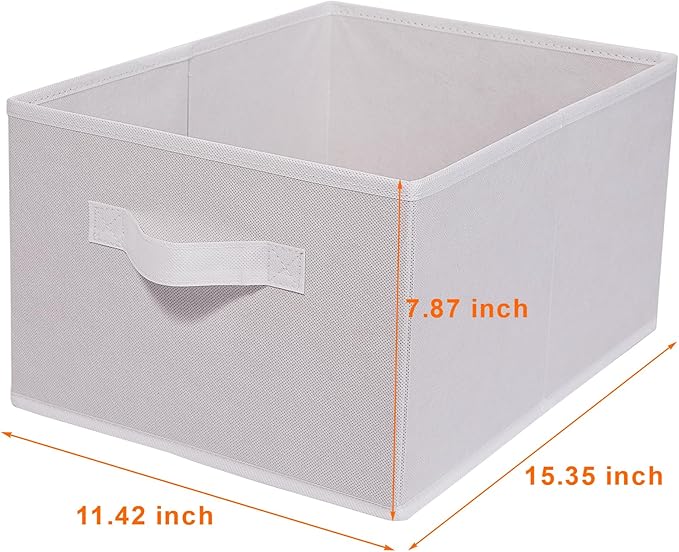 JAKAGO Fabric Storage Bins set of 4 Rectangle Storage Baskets with Handle Foldable Closet Organizer for Clothes Towel bedding