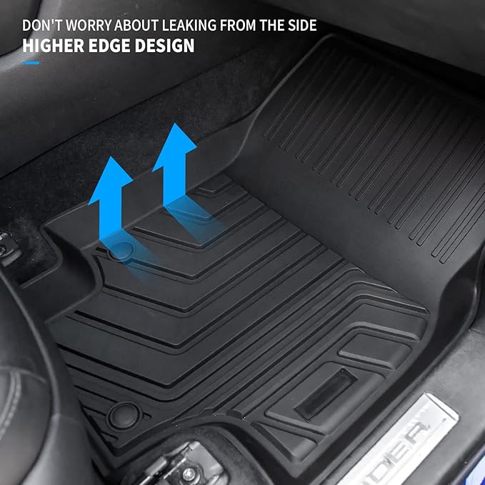 Bomely Floor Mats Compatible with 2020-2026 Toyota Highlander 3 Row Liner TPE All Weather 2025 7 Seats Highlander Accessories (2020-2026,Floor Mats)