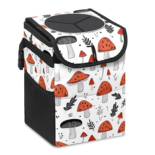 Car Trash Can – Multi-Purpose, Lightweight and Portable with Durable Water-Resistant Coating, No Installation Required, Practical and Ample Capacity, Variety of Colors.Mushroom