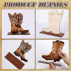 FYSUIMU 7 Pcs Western Cowboy Boots Wooden Centerpieces Western Brown Boot Shape Retro Wood Tabletop Signs for Tables for Rode
