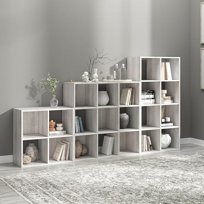 Signature Design by Ashley Paxberry Coastal 4 Cube Storage Organizer or Bookcase, Whitewash