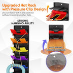 Hat Organizer for Baseball Caps 2 Pack, Wall Mounted Hat Rack Holds Up to 20 Hats, Cap Holder Display for Door & Closet, Hat 