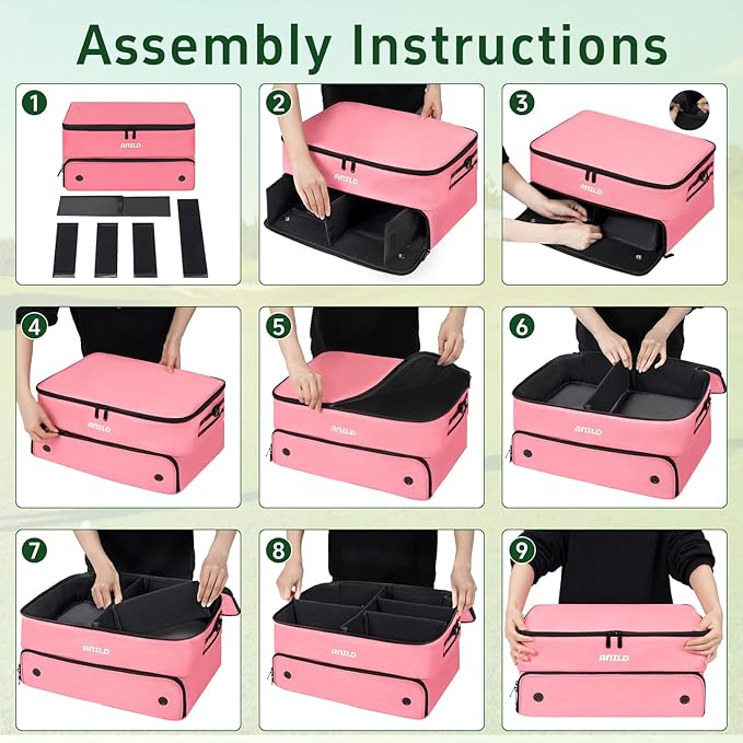 ANILD Golf Trunk Organizer, 2 Layer Golf Storage Case with Separate Ventilated Compartment for 2 Pair Shoes, for Balls, Tees,