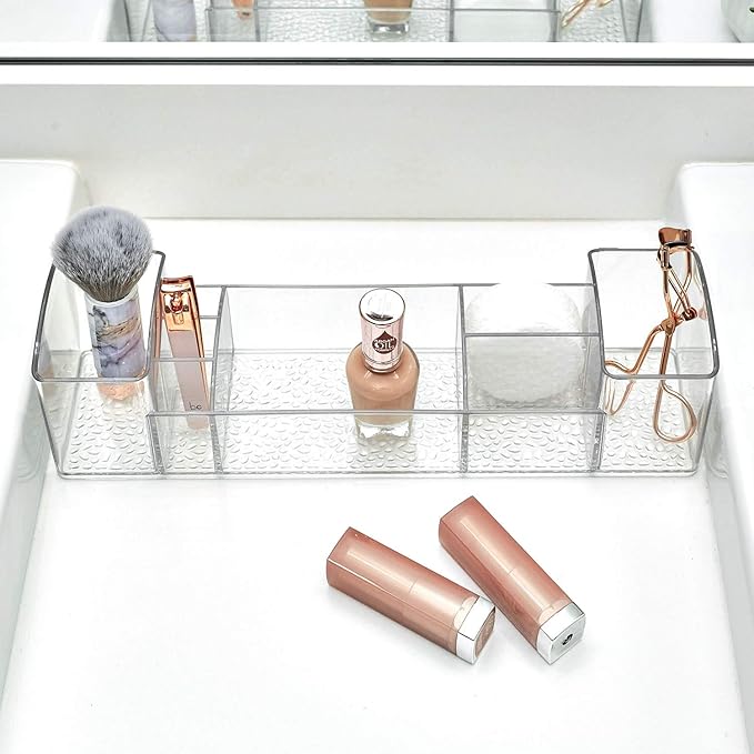 iDesign 43030 Med+ 12" Plastic Divided Vanity Medication and Bathroom Accessory, 12" x 3" x 3.5", Multi-Level Organizer