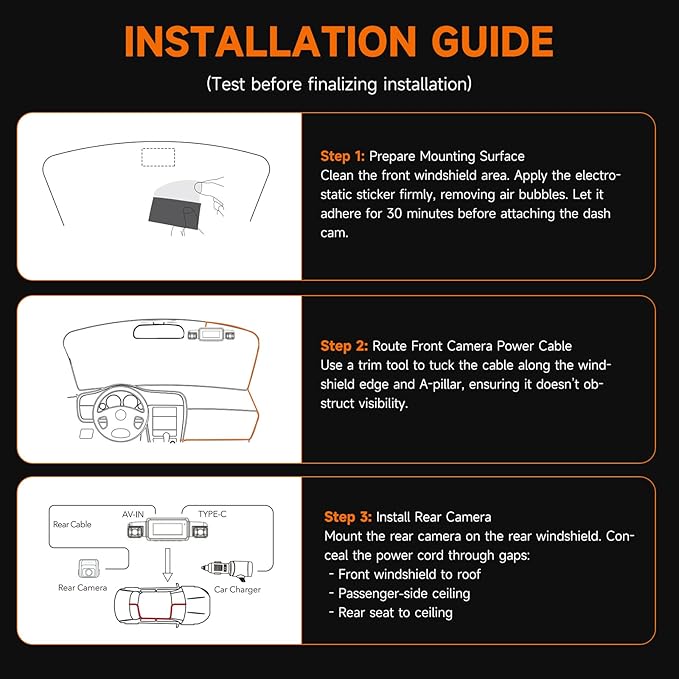 360° Dash Cam Front and Rear Inside, 4 Channel FHD 4 * 1080P, Wi-Fi GPS Voice Control Car Camera, Front 2K+1080P*2 Dash Camer